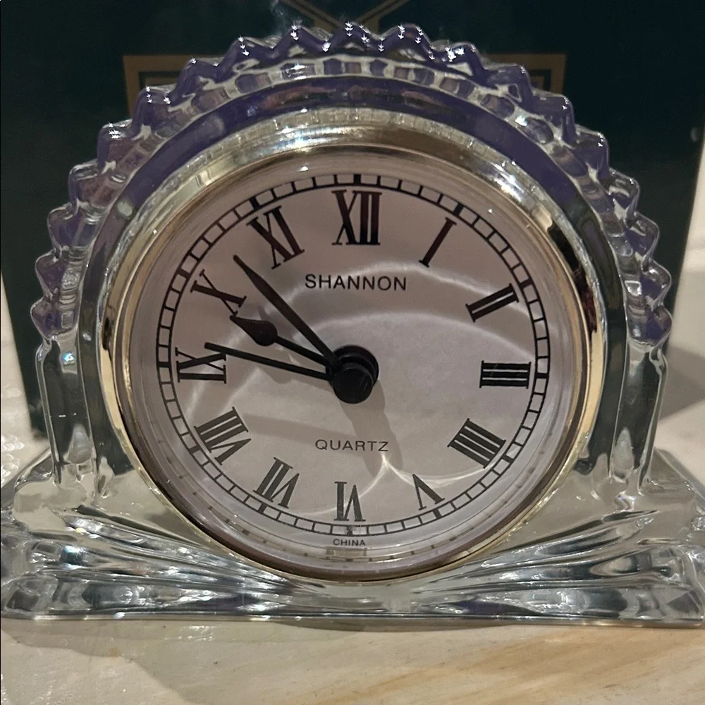 SHANNON Crystal Clock with Silver Accents
